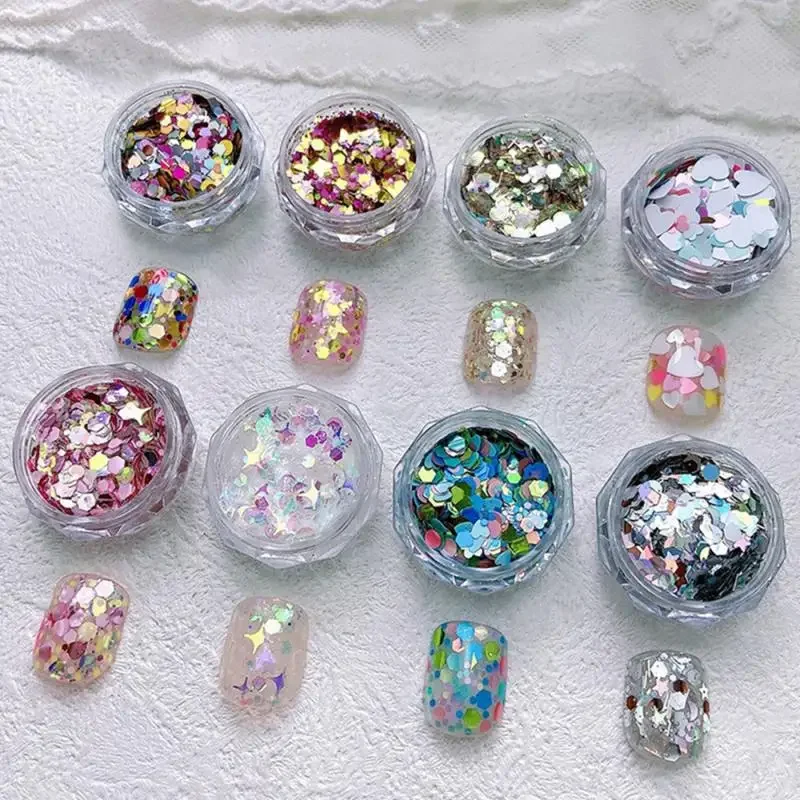 Holographic Nail Art Powder Chunky Mixed Hexagon Star Shaped Glitter Sequins For Manicure Nail Decorations Loose Glitter