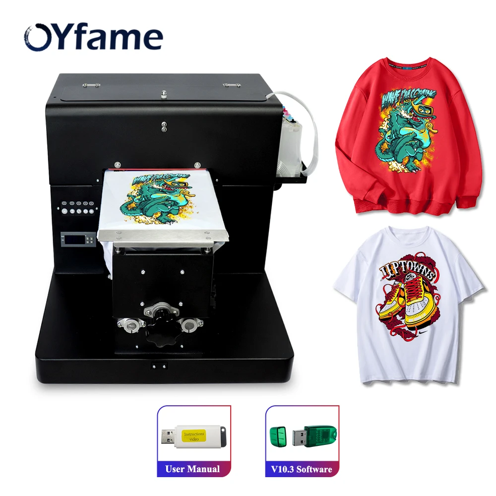 Imagem -01 - Oyfame a4 Dtg Impressora Direta para Impressão de Vestuário Impressora a4 Máquina do T-camisa a4 do Leito para Impressão Escura e Clara da Camisa de t