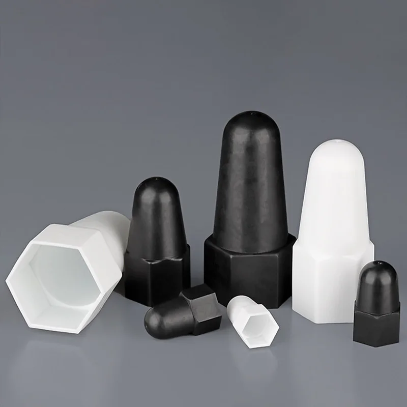 M6-M30 Black/White PE Plastic Lengthen Hexagon Caps For Bolt Protect Nuts For Waterproof Dust-Proof Protective Decoration