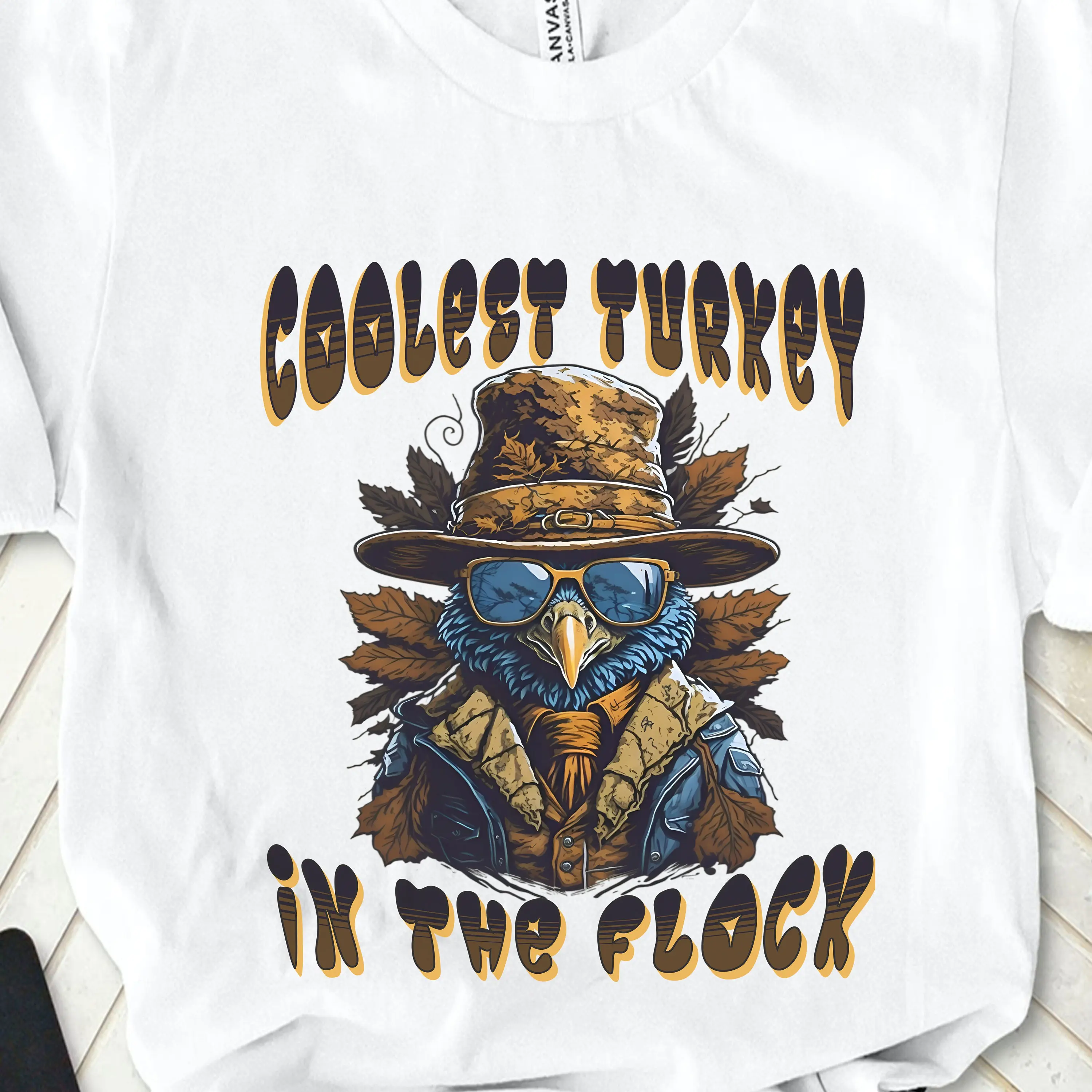 Coolest Turkey in the Flock Thanksgiving T Shirt Cool sunglasses funny humour holiday autumn fall bird