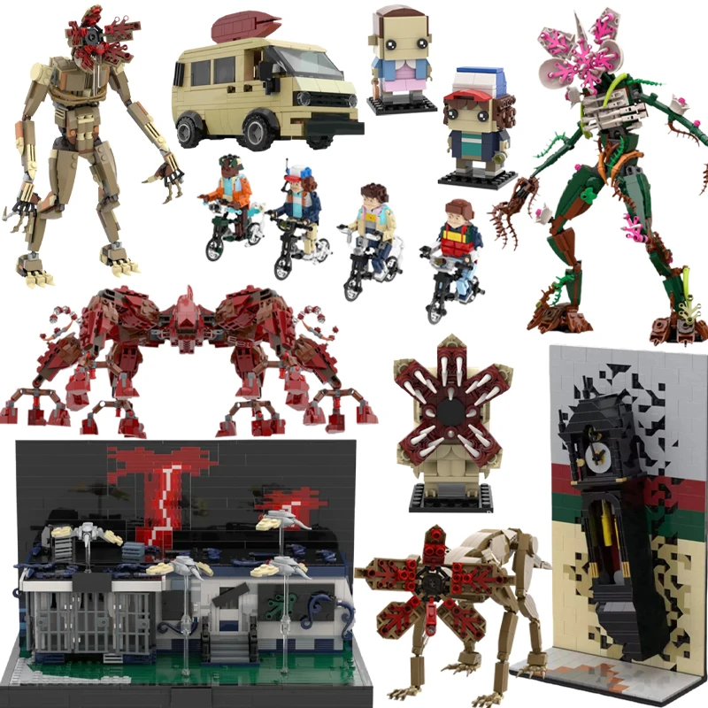 

Horror Movie Guitar Playing Scene Vecna Clock Model MOC Strangers Monster Demodog Building Blocks Set Kids Toys Halloween Gift