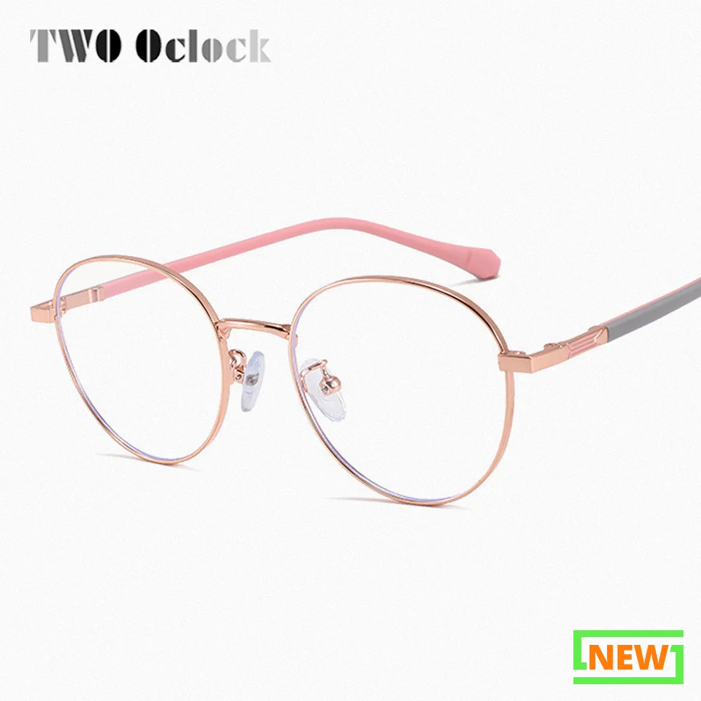 

Round Kids Eyeglass Frames Metal Anti Blue Light Goggles Zero Prescription Myopia Optical Glasses Frame Pink Children's Eyewear