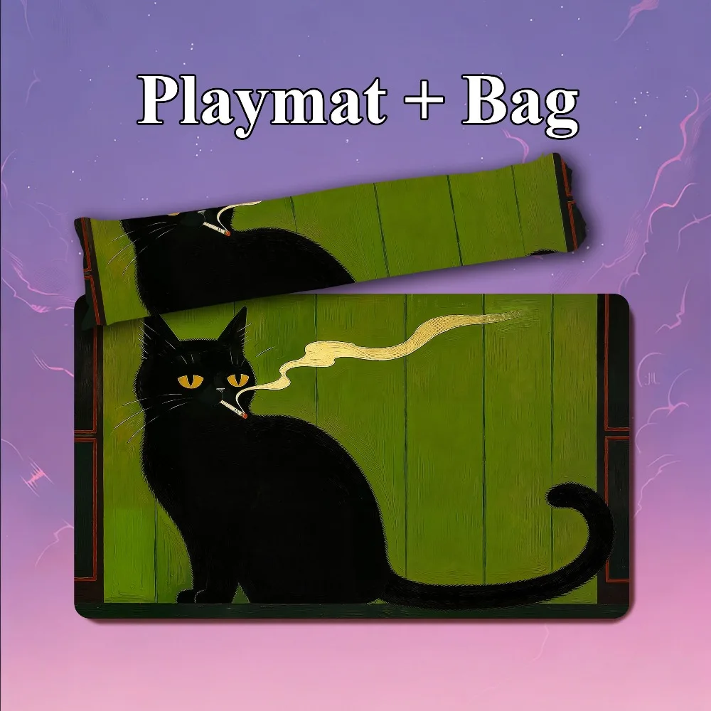 MTG Playmat - Funny Black Cat Custom TCG Mat, 24