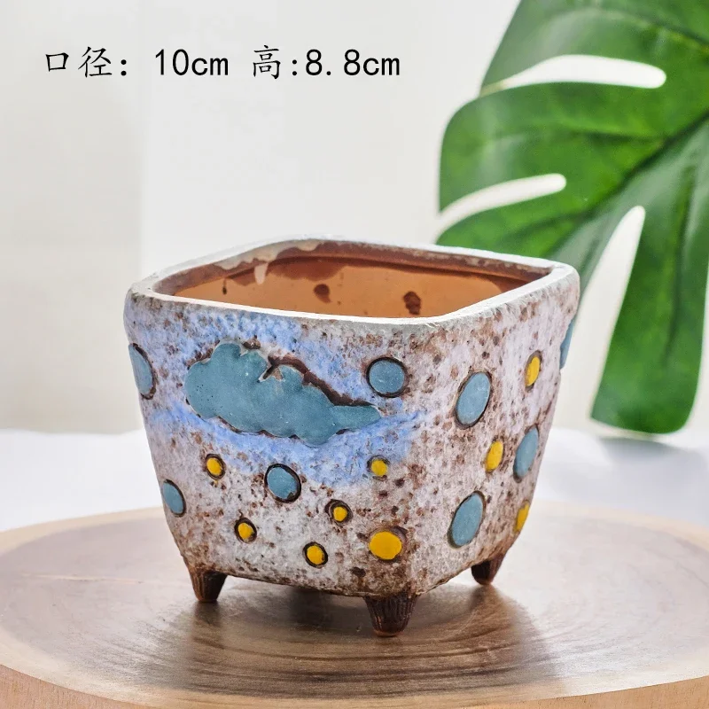 Succulent Flower Pot Hand-painted Ceramics Plant Pots Home Decoration Gardening Supplies Garden Pots Green Plant Pot Flower Vase