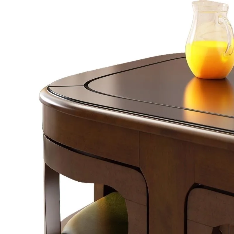 High-end dining table  combination Solid wood small apartment family dining  combination Space-saving