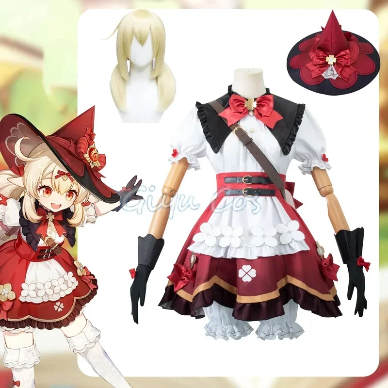 

ABC123Genshin Impact Klee Blossoming Starlight Character Outfits Cosplay Costume Uniform Fabric Wig Anime Halloween Cs,3'f.5;j.8