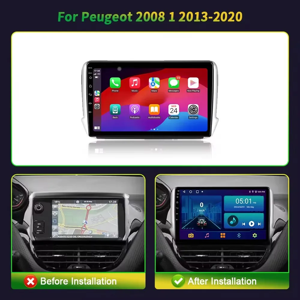 Android 14 Car Radio For Peugeot 2008 208 2012 - 2018 Multimedia Player Navigation GPS Wireless Carplay Android Auto Stereo