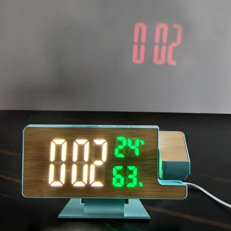 Reloj despertador LED proyección con pantalla clara y monitoreo temperatura Y5GB
