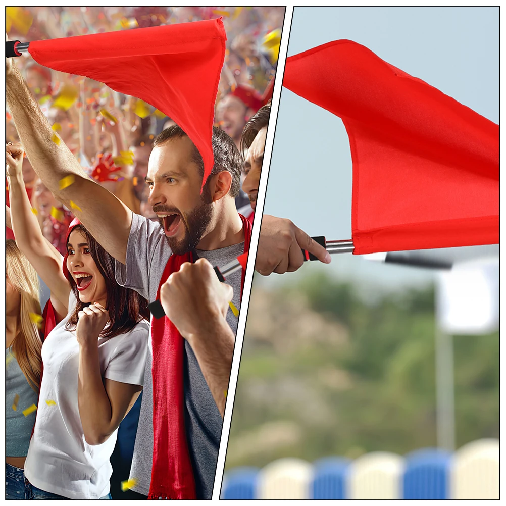 

4pcs Signal Flags Traffic Handheld Warning Flags Red For Racing Match Referee Conducting Flag Retractable Stainless Steel