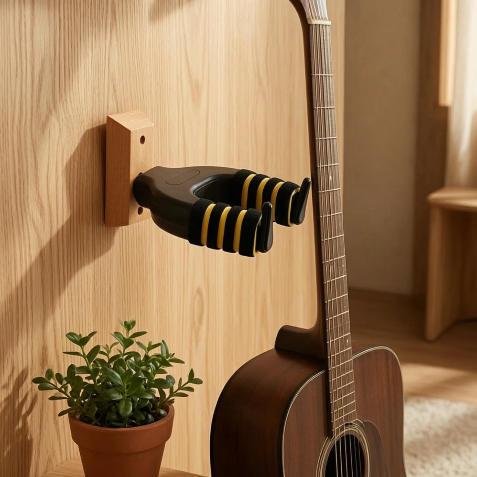 Guitar Wall Hanger Safeguarding Self-Locking Guitar Hanger Instrument Wall Hook with Padded Arms Scratch-Resistant