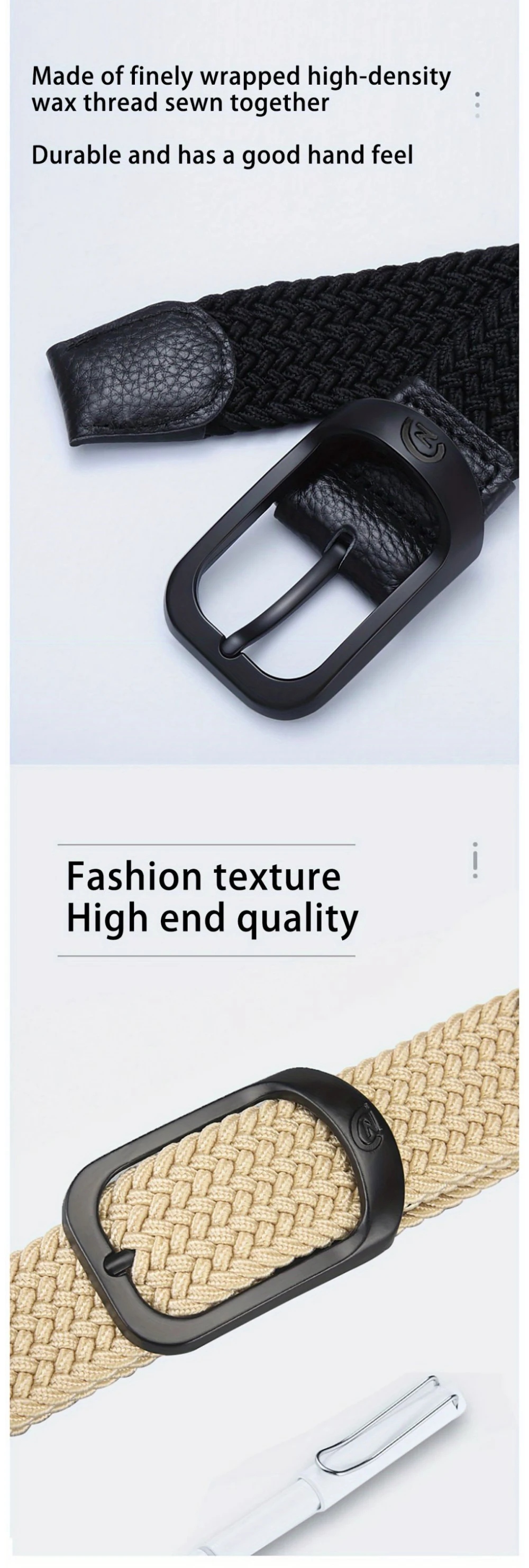 Herrengürtel, lässig, gewebt, elastischer Gürtel, Outdoor-Sport, Damengürtel, kein Stanzen erforderlich, Klettern, Arbeitsgürtel für Männer und Frauen, modisch – Detail 4