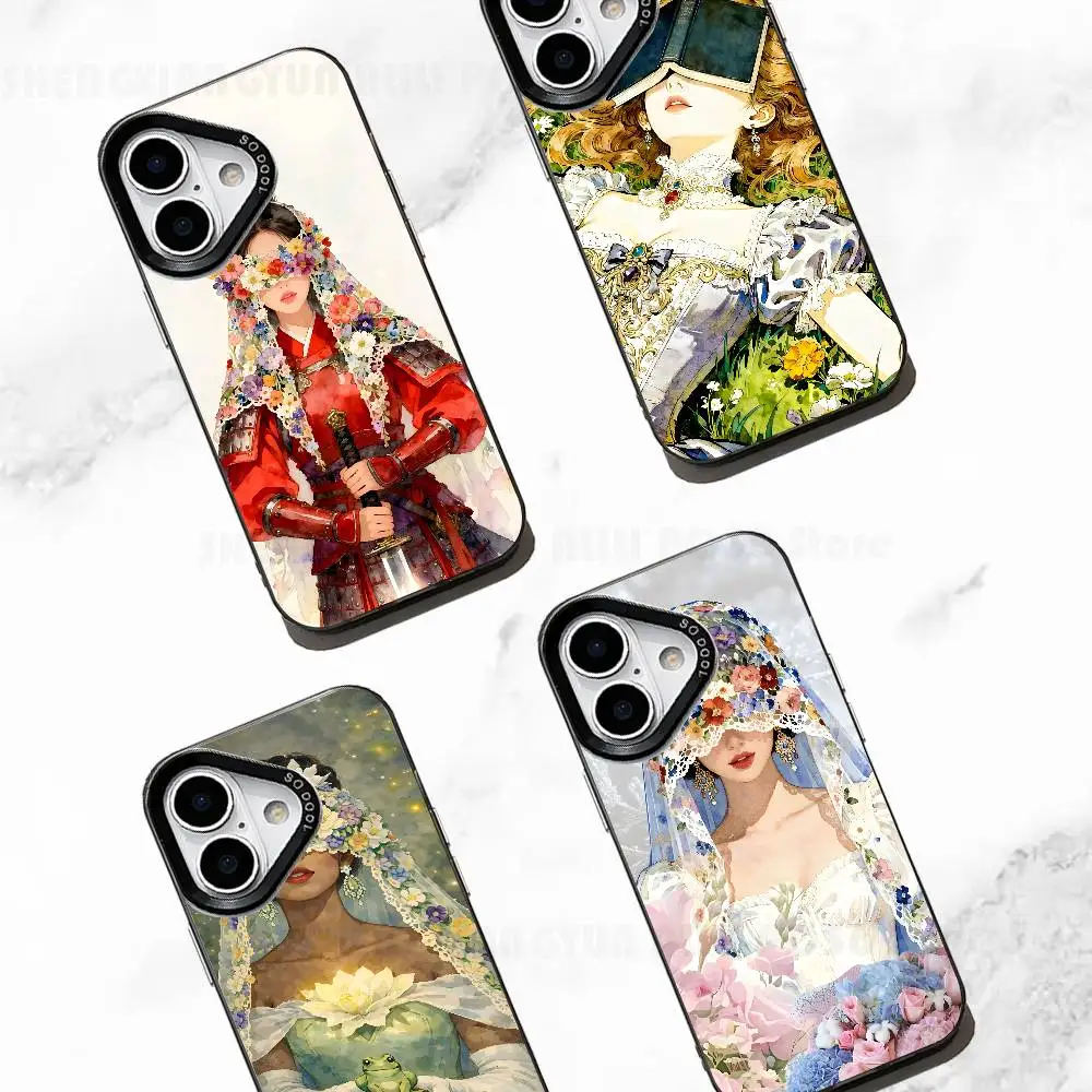 

Girl Flowers Cover Eyes Phone Case For IPhone 17 16e 16 15 14 13 12 11 Pro Max X XR XS MAX Back Cover