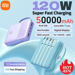 Xiaomi 50000mAh Mini Power Bank 120W batteria esterna portatile a ricarica rapida con 4 Wireless per iPhone Samsung nuovo