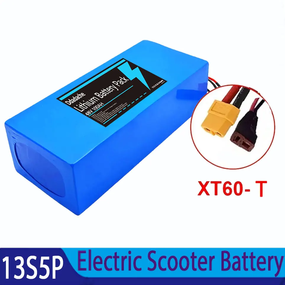 18650 batterijpakket geschikt voor 500-1000W motor 13S5P 48V 100000mAh oplaadbare lithiumbatterij, ingebouwd intelligent BMS