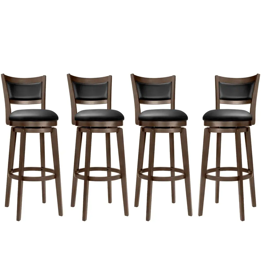 

Extra Tall Bar Height Stools Set of 4 High Back Swivel Barstools with Black Faux Leather Upholstered Seat amp Solid Wood Footre