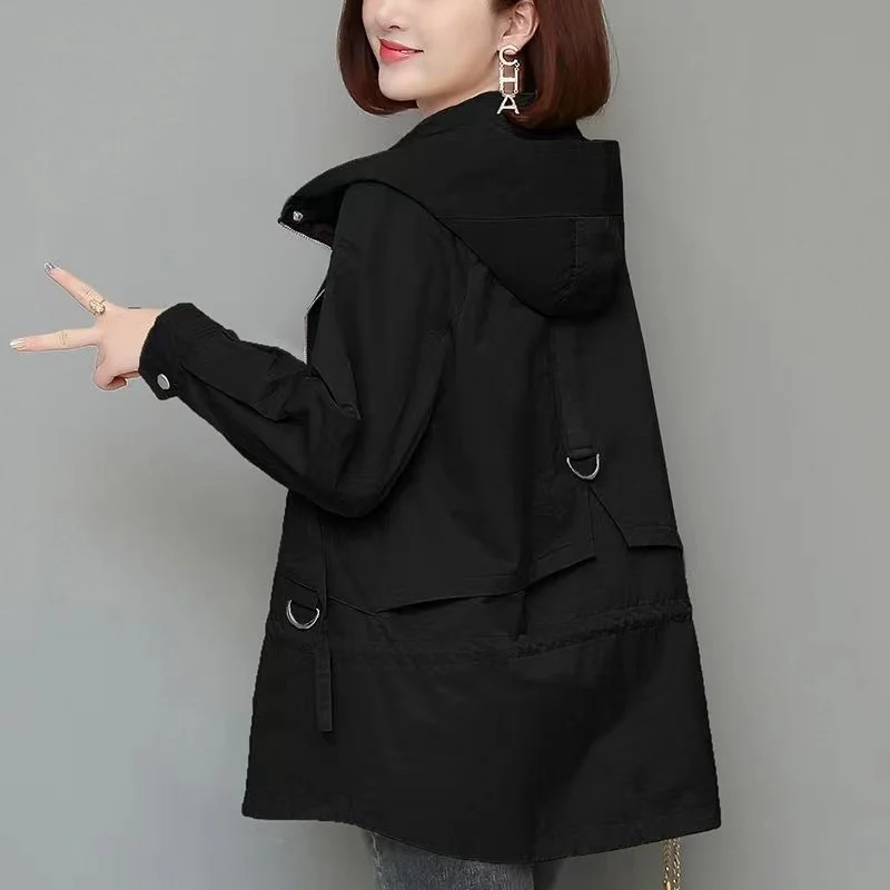 2023 New Spring Autumn Jacket Women\'s Long Sleeve Trench Coat Female Windbreaker Casual Loose Zipper Outerwear Overcoat