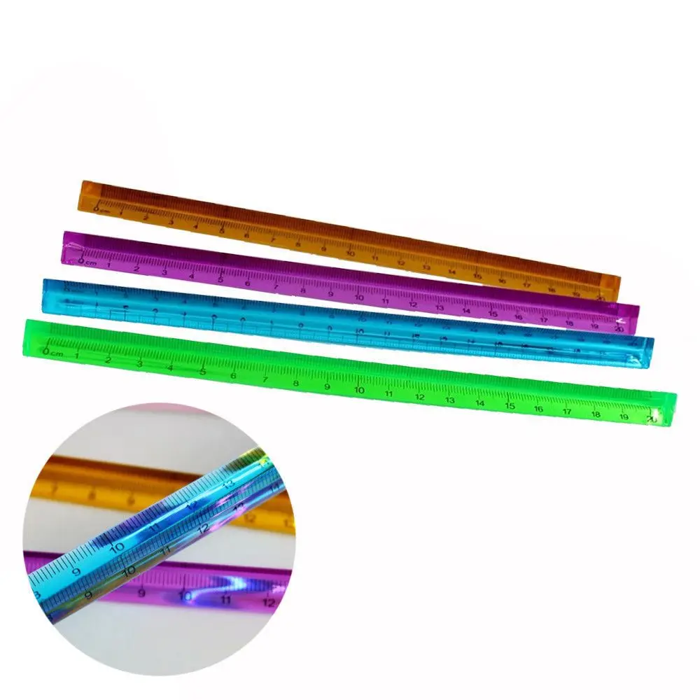 Quartz for School Students Transparent 20cm Straight Kids Gift Triangular Ruler Drafting Accessories Stationery Supplies