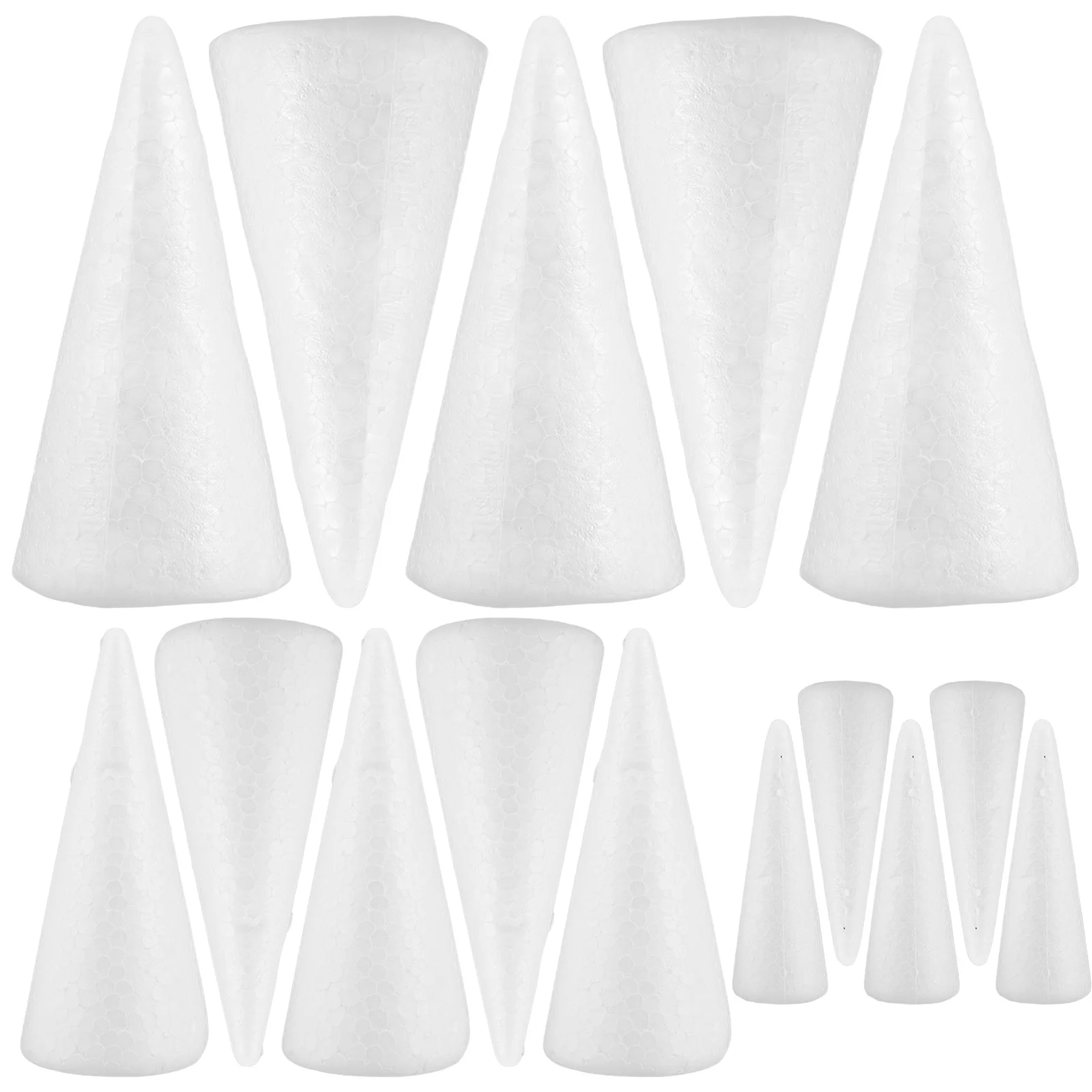

15Pcs Christmas DIY Foam Cones White Craft Accessories Smooth Surface for Kids School Projects Snow Ornament Cone