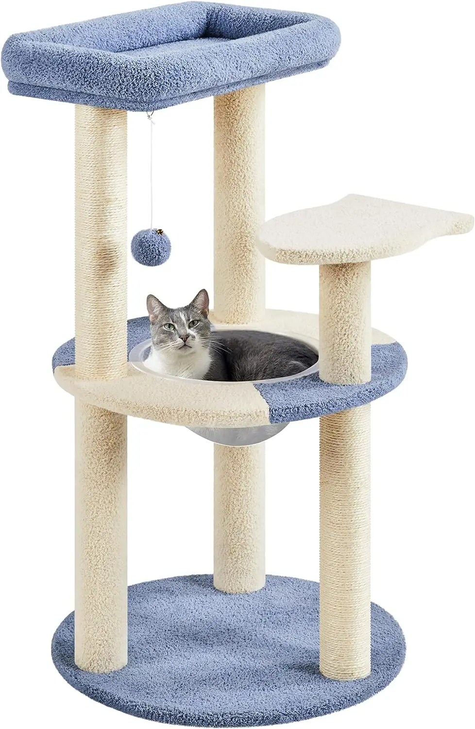 

35in Cat Tree Cat Tower Furniture w/Dangling Ball Platform Perch and Scratching Post for Kittens Cats