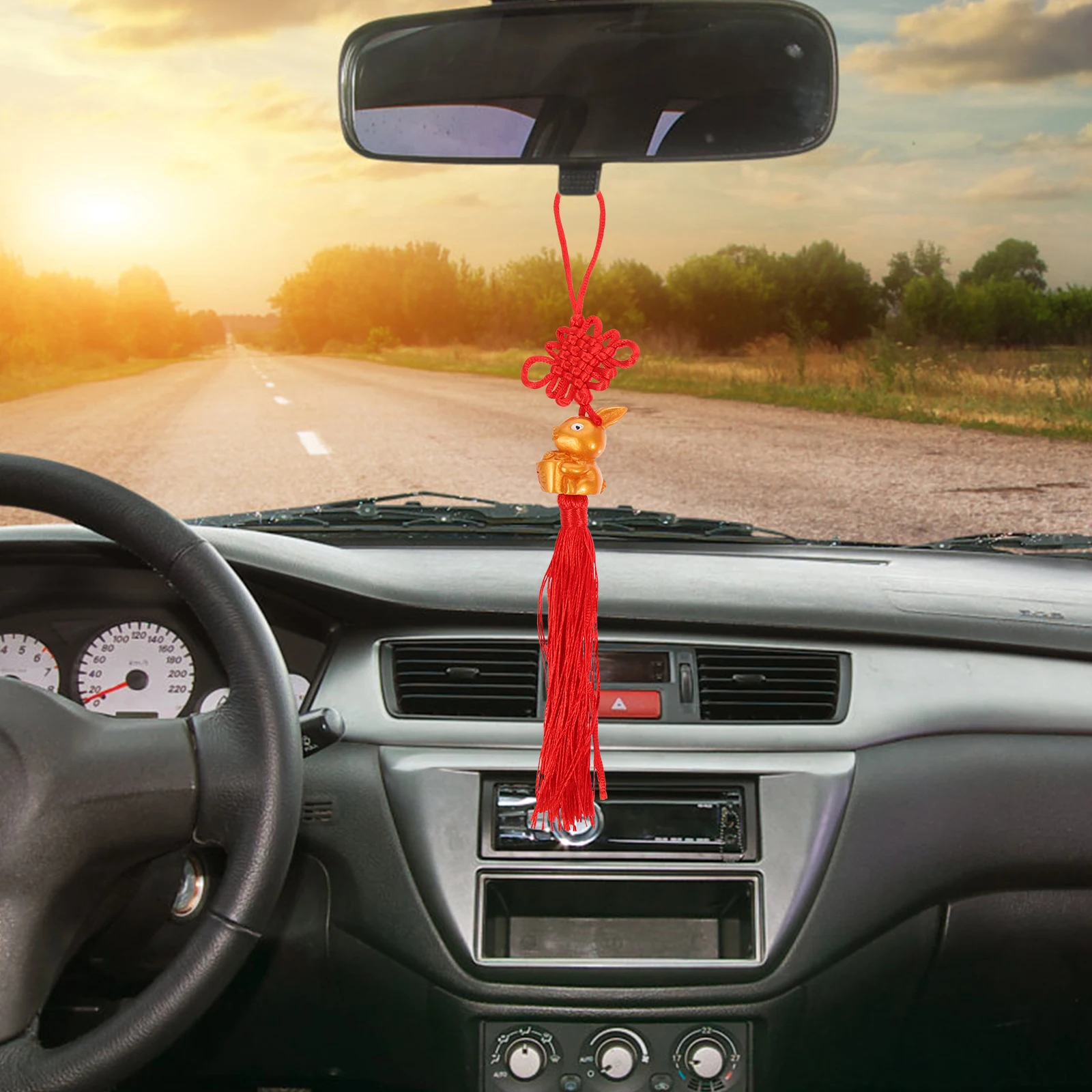 

4 Pcs Red Rabbit Chinese Knot Keychain Tassel Decor New Year Pendant Festival Supplies Hanging Decor Reusable