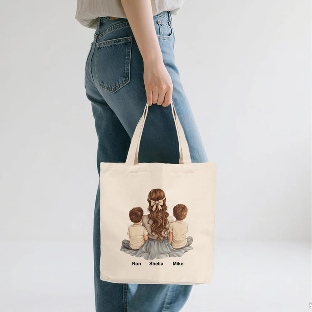 

Expo Canvas Tote Bag CustomMommy and Kids Print Family Guardians Exhibition Trip Daily Casual Belongings Storage Gift