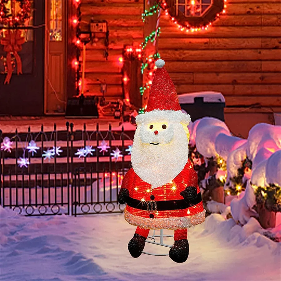 Lighted Santa Claus Christmas Decorations Battery Operated Outdoor Collapsible Santa Claus with 20 LED Lights for Holiday Decor