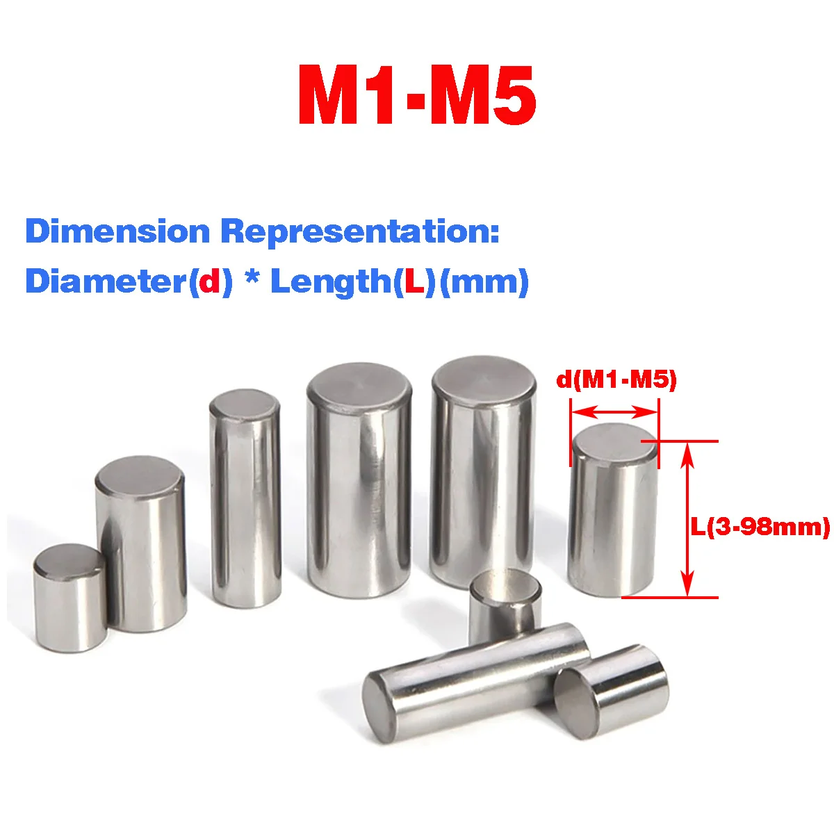 Lagerstaal Cilindrische pen Naaldrol Lokalisatiepen / Kogel Directe pin M1M1.5M2M2.5M3M4M5