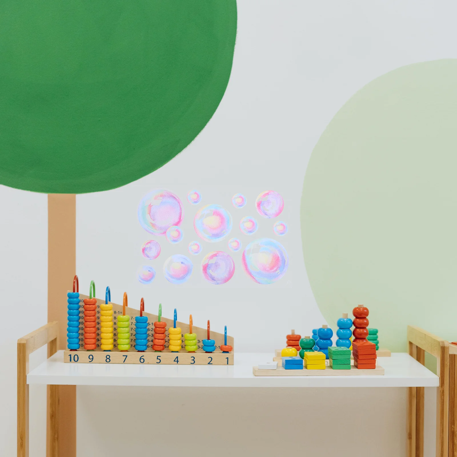 

4 Sheets Bubble Wall Stickers Watercolor Round Dot Bubble Pattern Decorations Removable Bedroom Bathroom Colorful Wall Decals