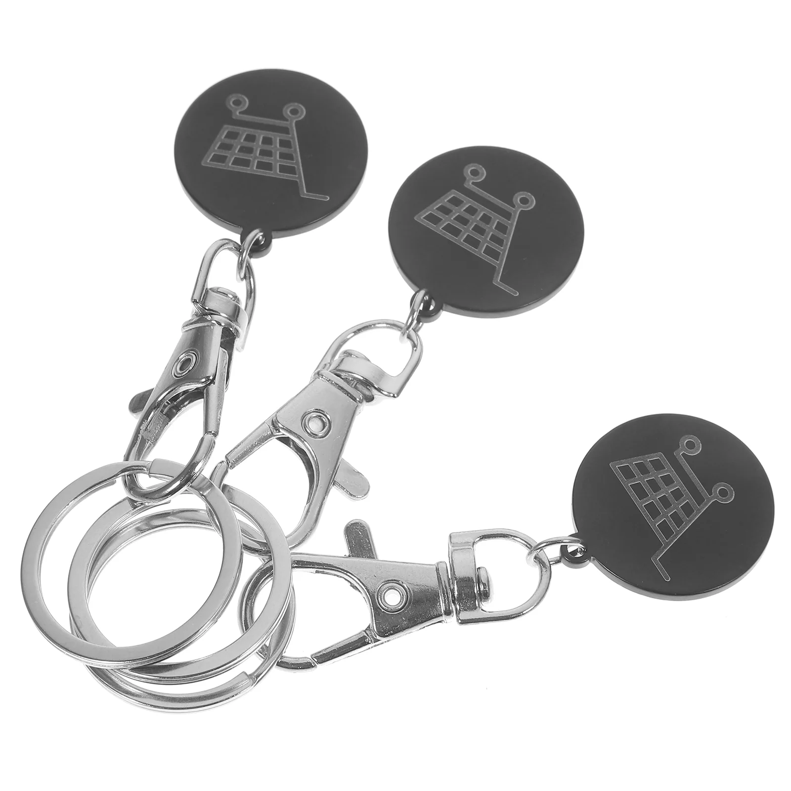 

3 Pcs Shopping Cart Keychain Trolley Token Rings Small Tokens Keyrings Fob Decorate Stainless Steel Pendant Coin