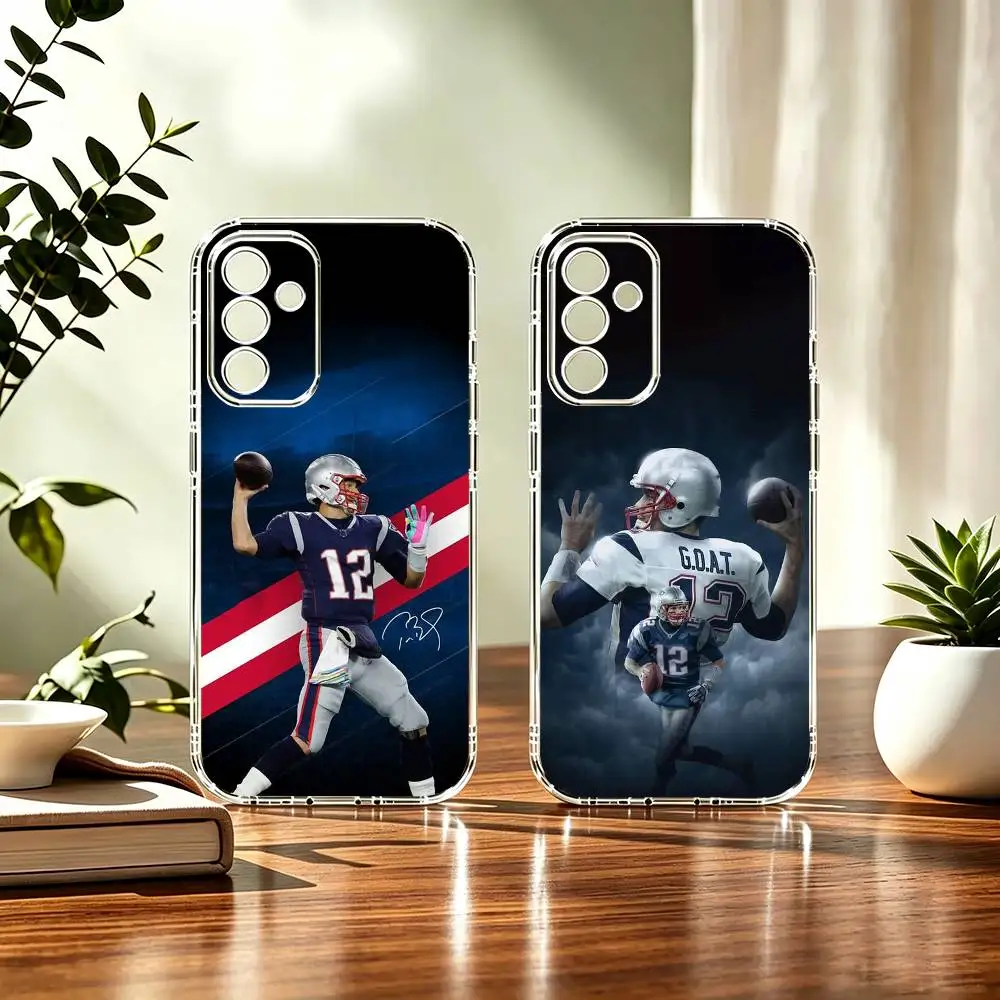 T-Tom Brady 12 GOAT QB Painted Transparent soft Phone Case For Samsung A71, A70, A52, A51, A40, A30, A20
