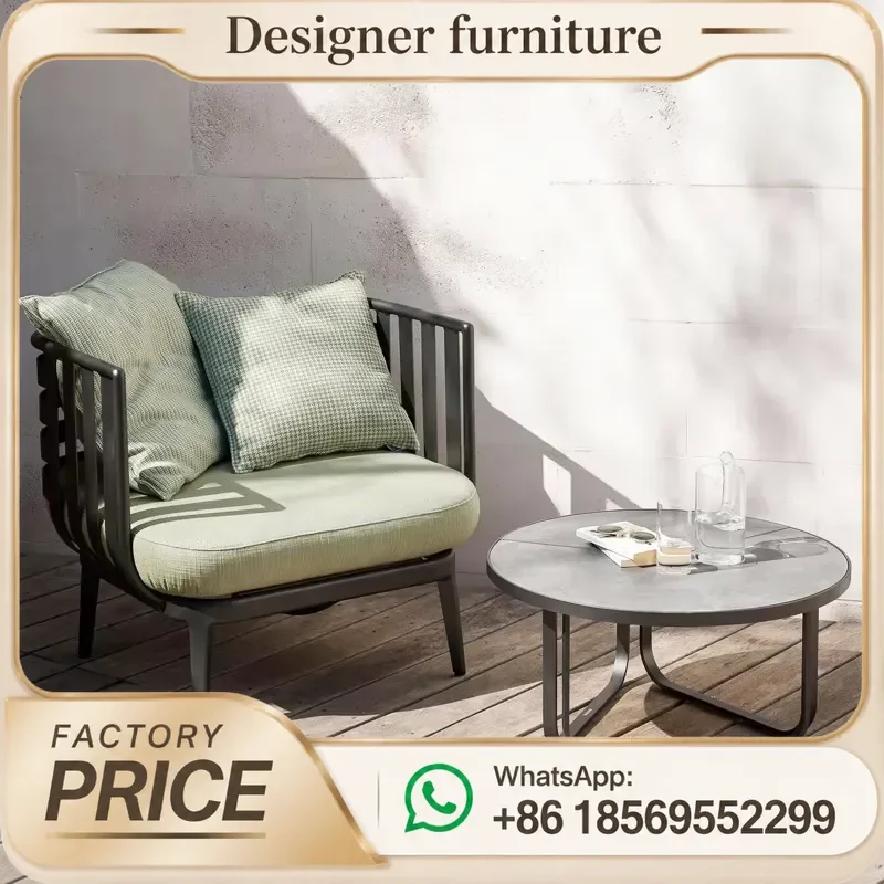 Aluminum Alloy Outdoor Sofa Set Metal Patio Garden Furniture For Hotel Villa Resort Swimming Pool Leisure Waterproof Durable
