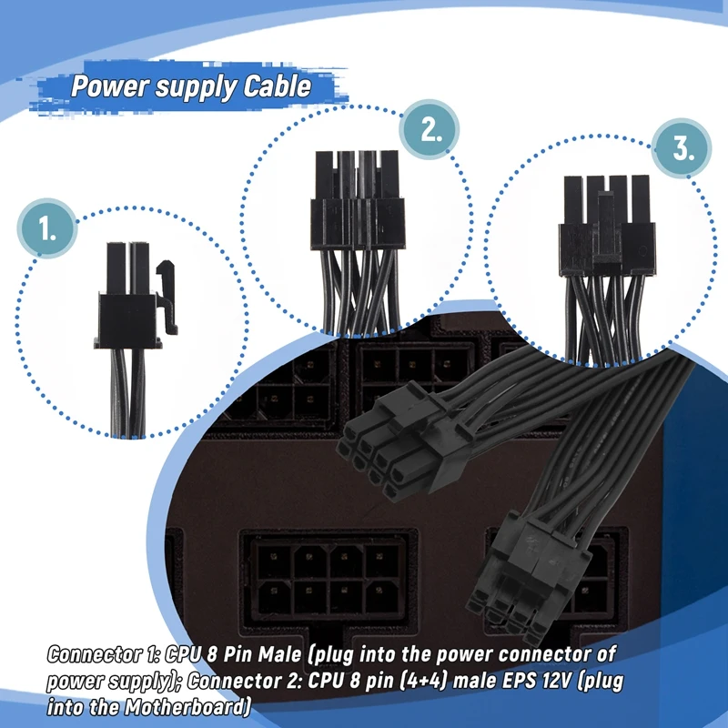 CPU 8 Pin To 4+4 Pin ATX Power Supply Cable 8Pin To 8Pin For Corsair For COOLER MASTER And So On Modular Power Supply