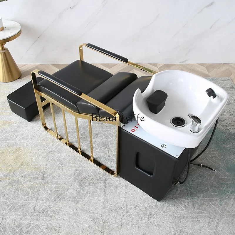 ld 30 barbearia para salão de cabeleireiro deitado meia bacia de cerâmica shampoo cadeira cama de descarga