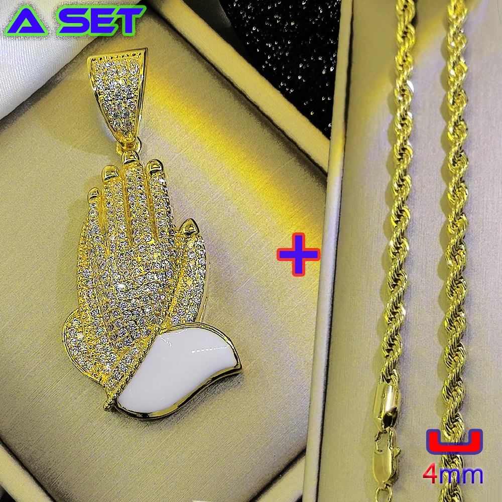 Exclusive customized hip-hop culture necklace, diamond inlaid pendant, 18K gold plated trendy craftsmanship, trendy boutique