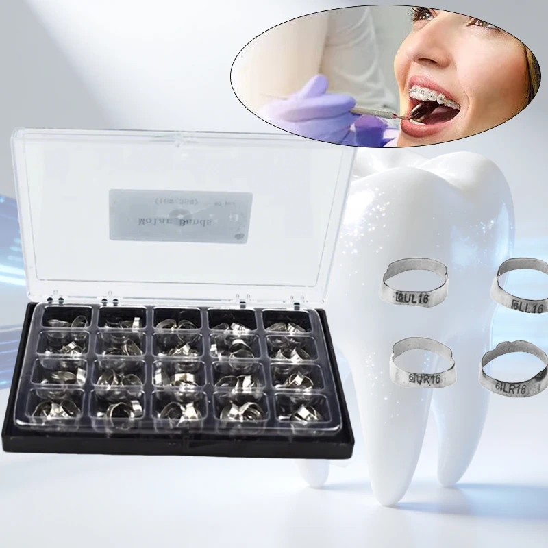 

80Pcs Ortho Molar Band Plain Ring Straight Arch Wire MBT/ROTH 16#-35# Dental Kit