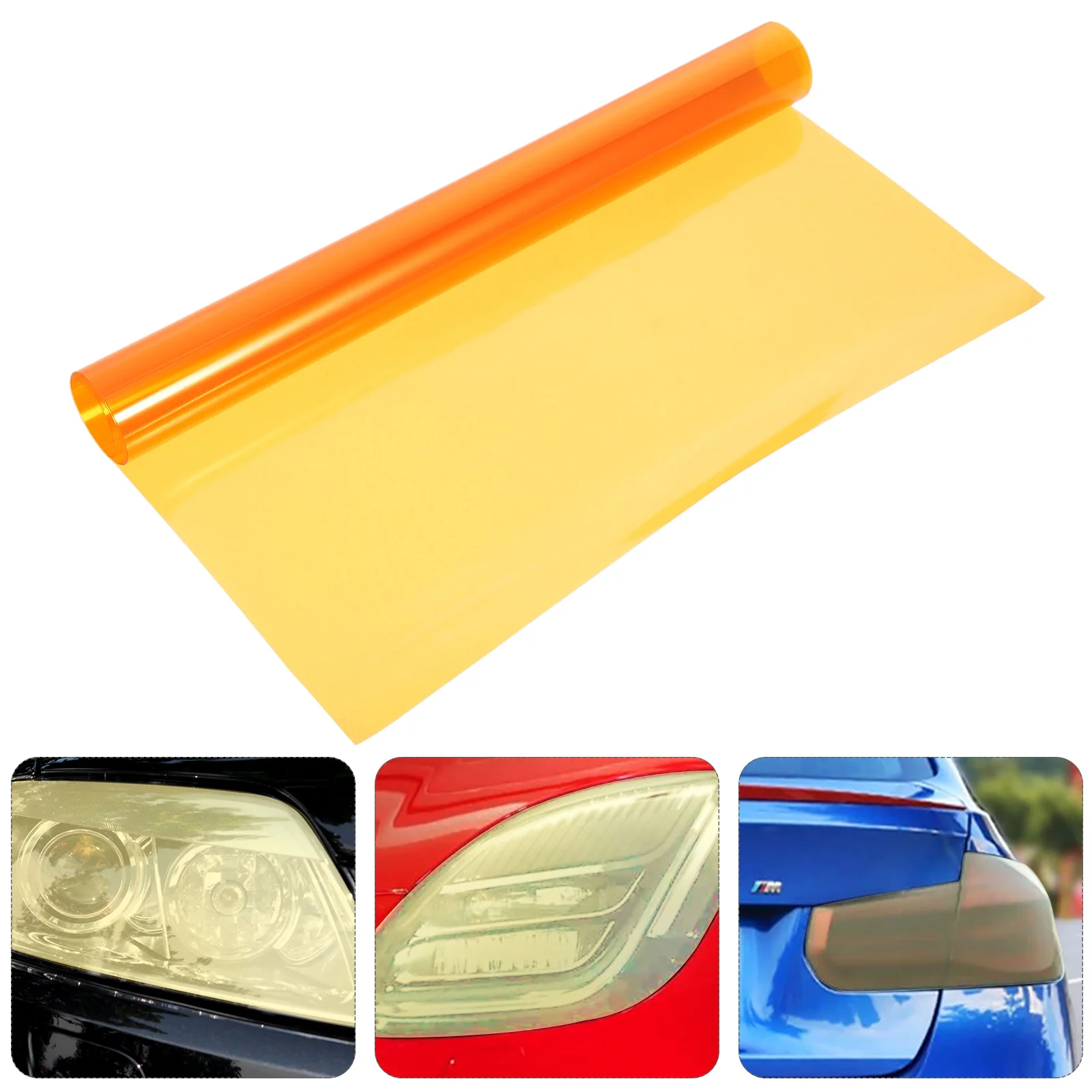 

Car Headlight Tint Film Orange Transparent Stretchable Waterproof Heat Resistant Scratch Proof Uv Protection For Auto