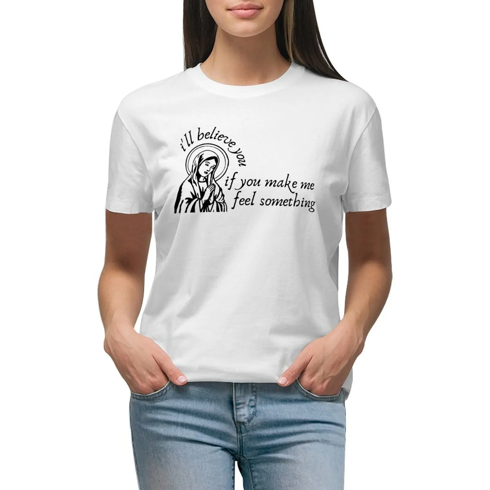 faith healer T-shirt funny tees spring clothes Women 2024