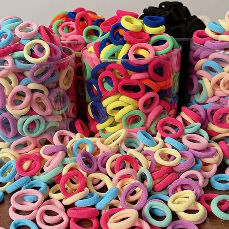 50/100pcs bunte grundlegende Nylon elastische Haar gummis für Mädchen Pferdes chwanz halten Scrunchie Gummiband Kinder grundlegende Haarschmuck