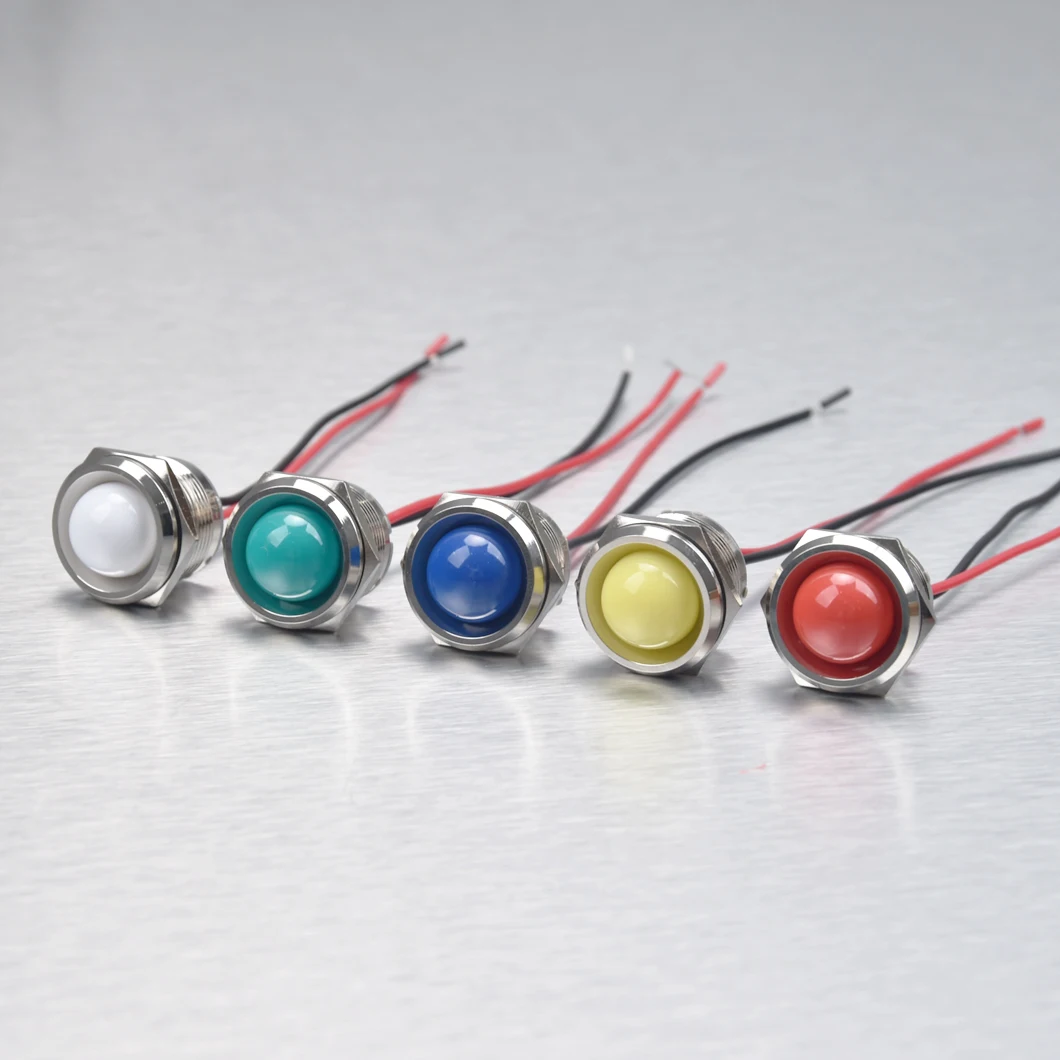 

ABILKEEN 22MM Ball Head Metal Indicator Lamp LED Signal Pilot Light 3-48V/110V/220V Industrial LED Indicator Light with Cable