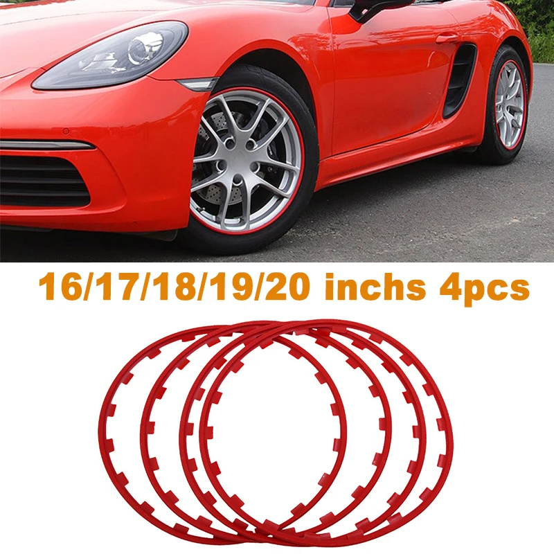 Universal Car 4pcs Vehicle Wheel Rims Edge Protector Ring Tire Guard Strip For Tesla Model 3 Y S X 2017-2023 For Bmw VW Mercedes