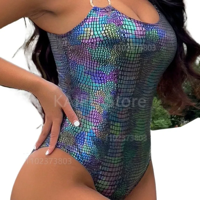 

2025 new cross-border patent leather glossy sexy temptation bikini swimsuit swimming suit for women