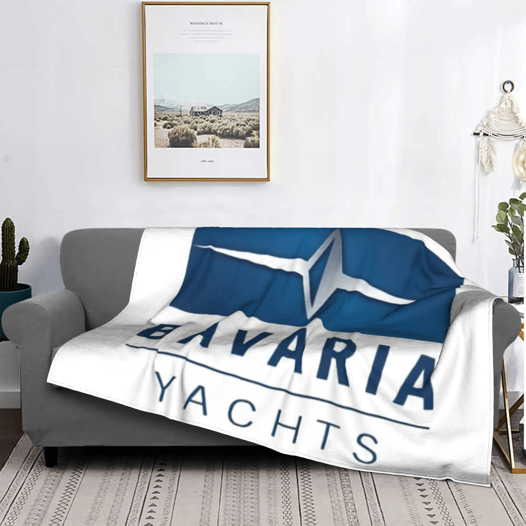 Bavaria Yachts Blue Silver Logo Blankets Multi-function Fleece Sofa Throw Blanket for Home Bedroom Travel Throws Bedspread Quilt