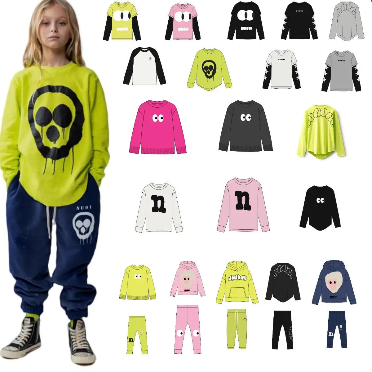 2024 autumn/winter children's vacation two-piece long sleeved T-shirt base shirt and leggings set