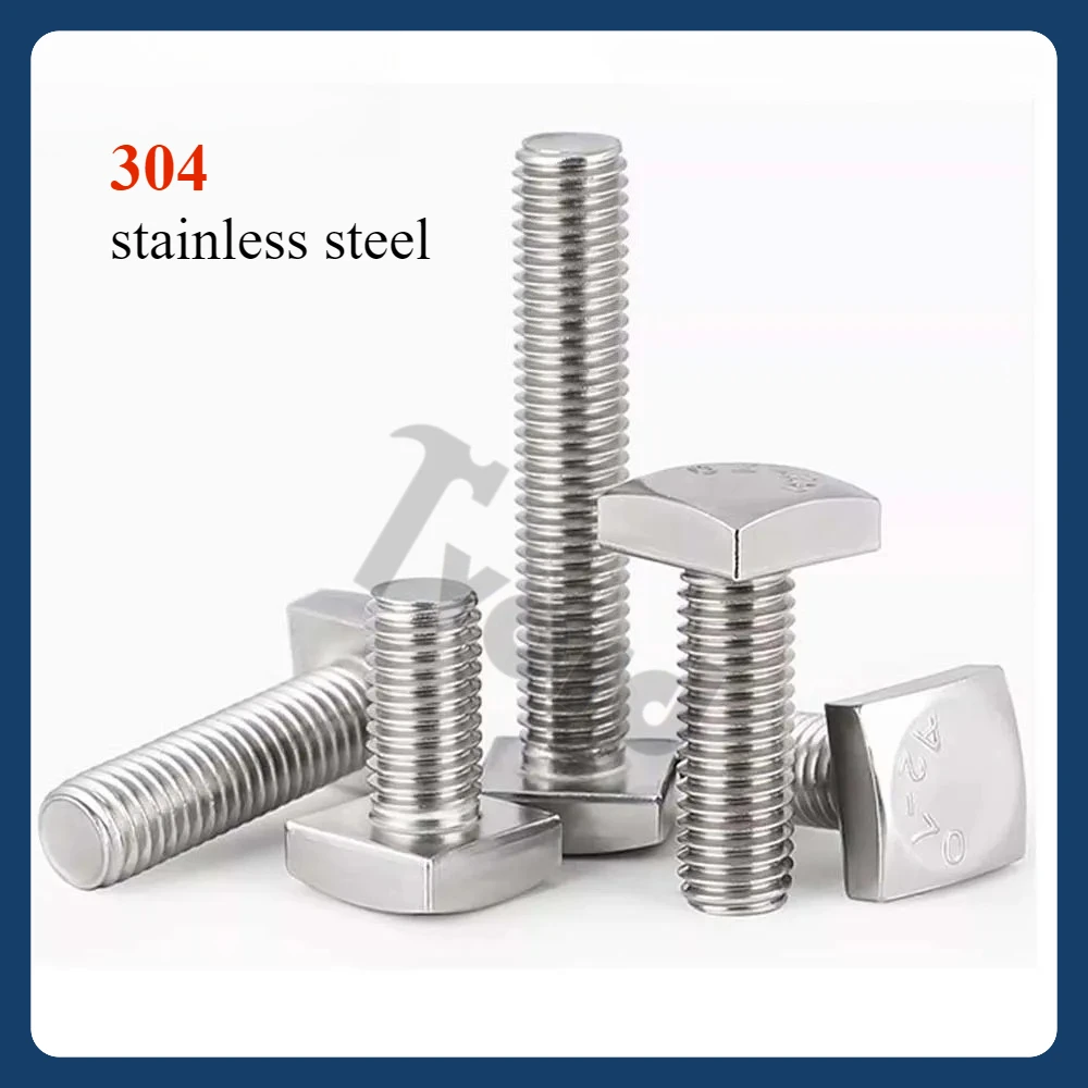 

1/2/5/10/20Pcs M4 M5 M6 M8 M10 M12 GB35 304 Stainless Steel Flat Square Foursquare Quadrate Shape Type Head Machine Screw Bolt