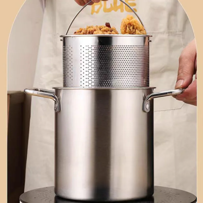 Deep Fryer 1PC304 Stainless Steel Multifunctional with Frying Basket Oil Saving Household Fish Strainer Kitchen Tools