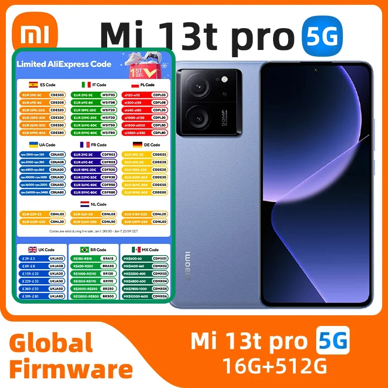 Xiaomi 13T Pro  5G SmartPhone CPU MediaTek Dimensity 9200+  Battery capacity 5000mAh 50MP Camera original used phone