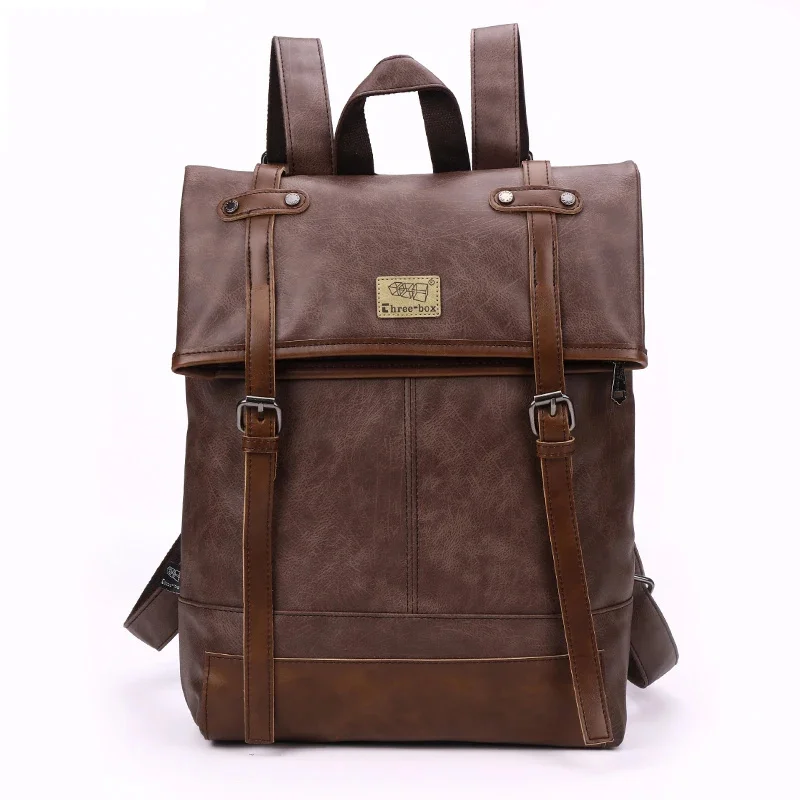 Hot Sell Men's Large Capacity Backpack Teen Student Travel Boys High Quality Leather Laptop Bag Vintage Daypack Mochila