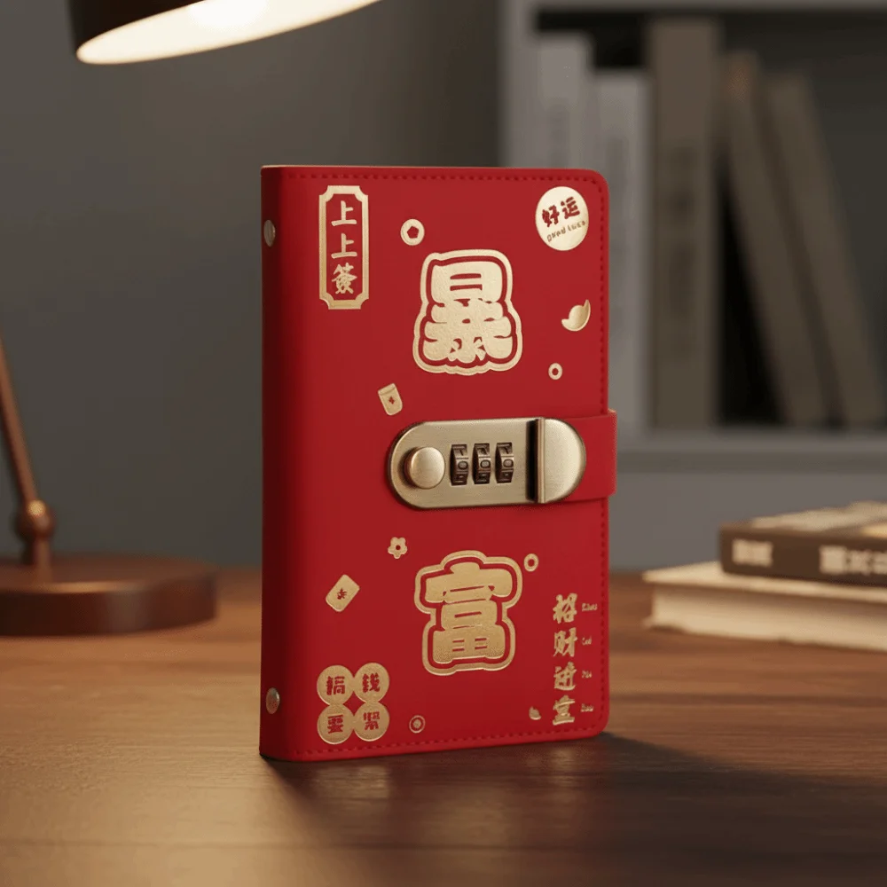 مع قفل بكلمة مرور توفير المال الموثق كتيب بو الجلود الميزانية الموثق مع قفل 50 ورقة المغلفات النقدية دفتر الحساب #3