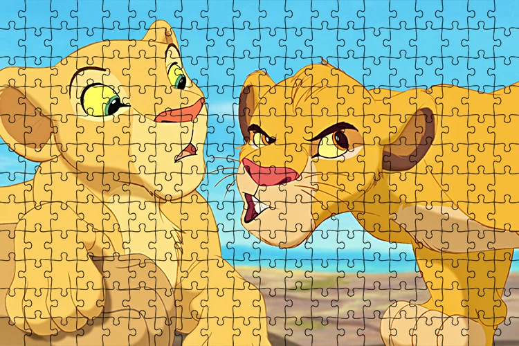 Simba Lion King Wooden Puzzle Handmade 300/500/1000 Piece Puzzle Cartoon Character Children's Brainstorming Puzzle Game