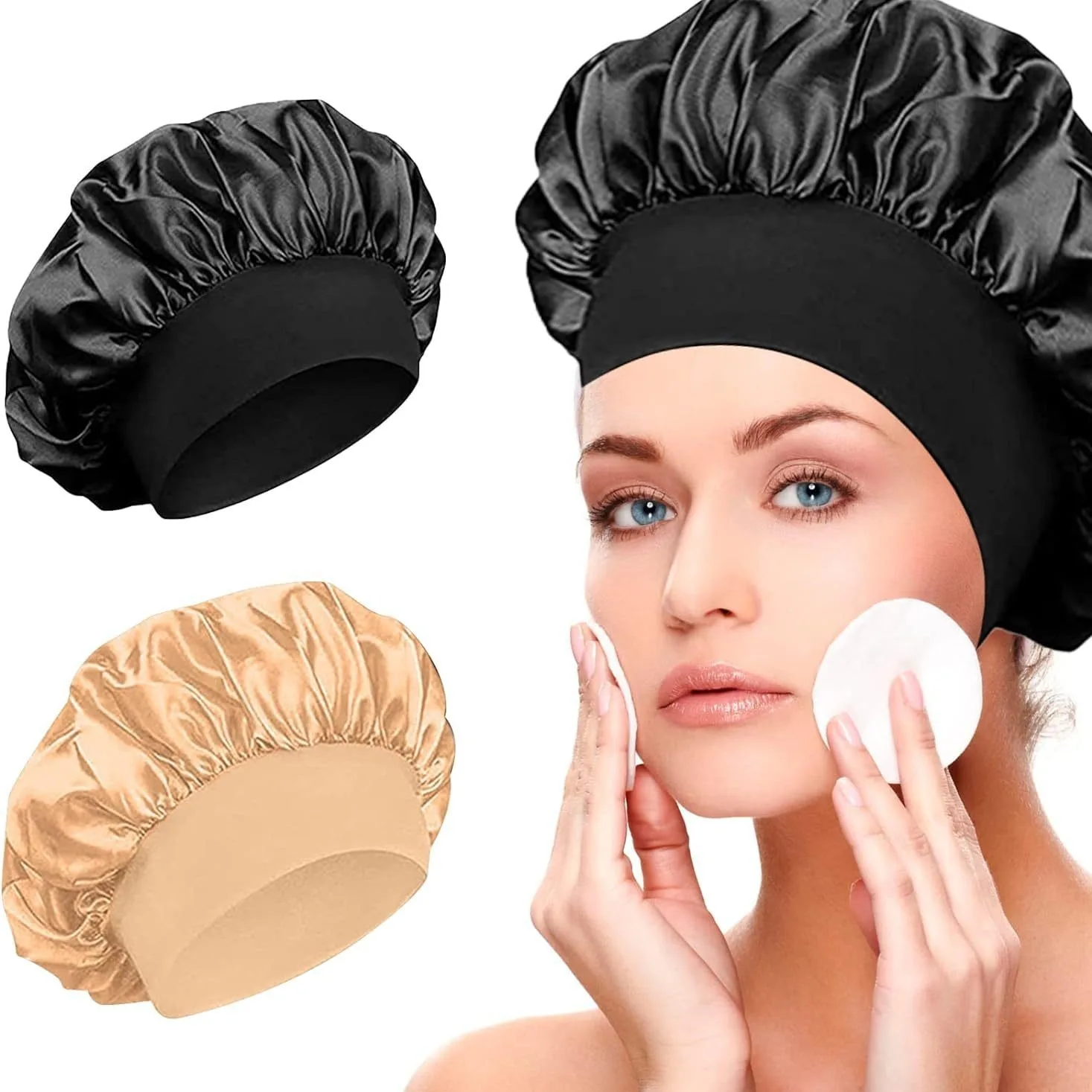 Bonnet de Nuit en Satin pour Femme, Couvre-chef Unisexe, Solide, Soins du Sommeil